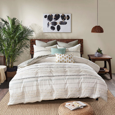 Édredon 100% coton imprimé gris avec ornement chic et moderne