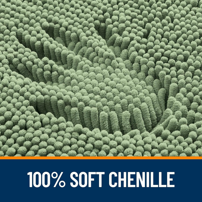 Sage Green Extra Soft Chenille Bath Rug with Rubber Backing