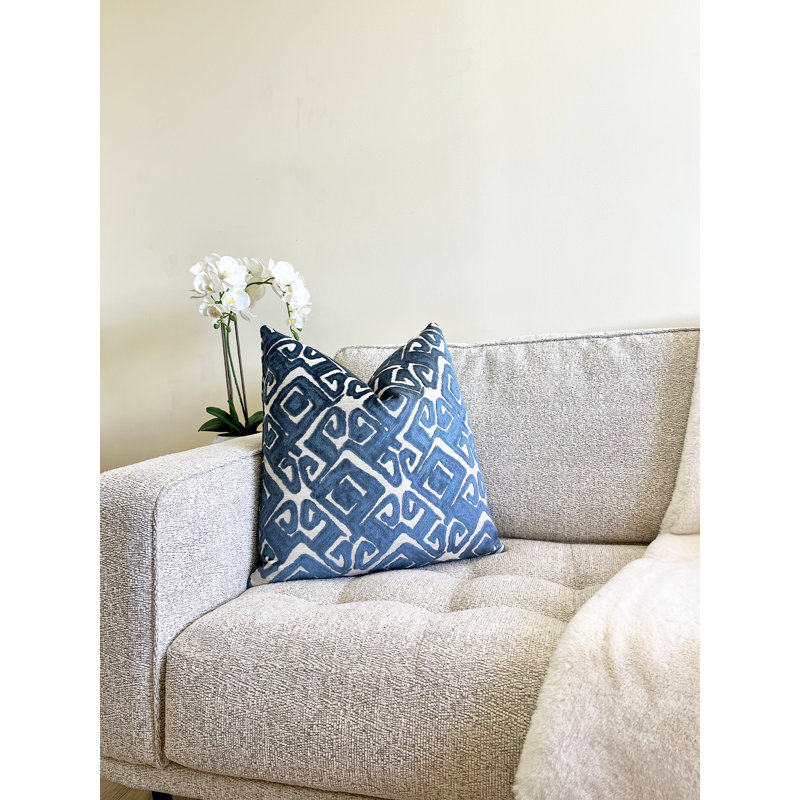 Housse de coussin en velours Tribal, 20 po x 20 po, Bleu marine