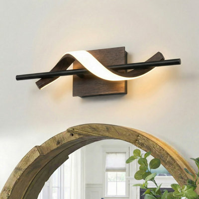 17.5''W Dimmable LED 3CCT(Warm Yellow/Natural White/Cold White)Adjustable Water-transferred Walnut Iron and Aluminum Vanity Lighting