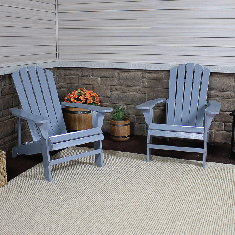 Chaise Adirondack en bois massif Candelario, Blanc