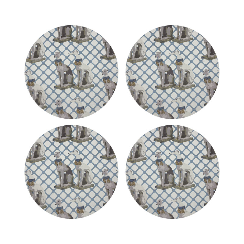 Regal Greyhound Vegan Leather Round Placemats, Wyeth