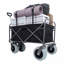 Chariot de plage avec de grandes roues pour le sable Capacité de 500 lb - Chariot tout terrain à structure en acier avec pneus pneumatiques de 9 po, conception pliable pliable, sangle avec sac multiusage, noir