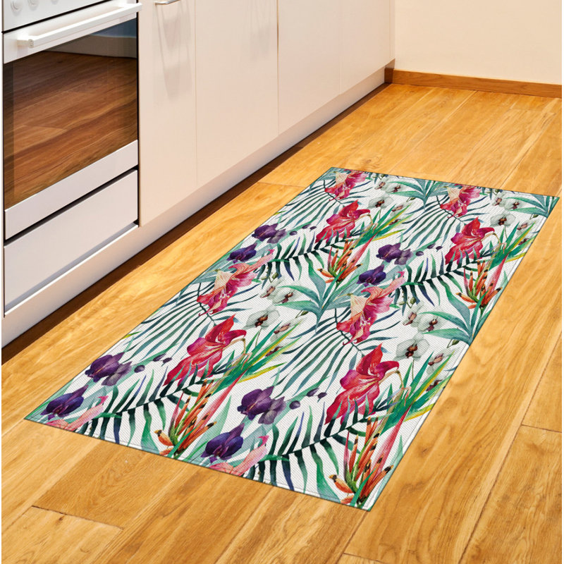 Floral High Density Long Fiber Poly Threads Decorative Area Rug Carpet, Rectangle 2'7" x 5'