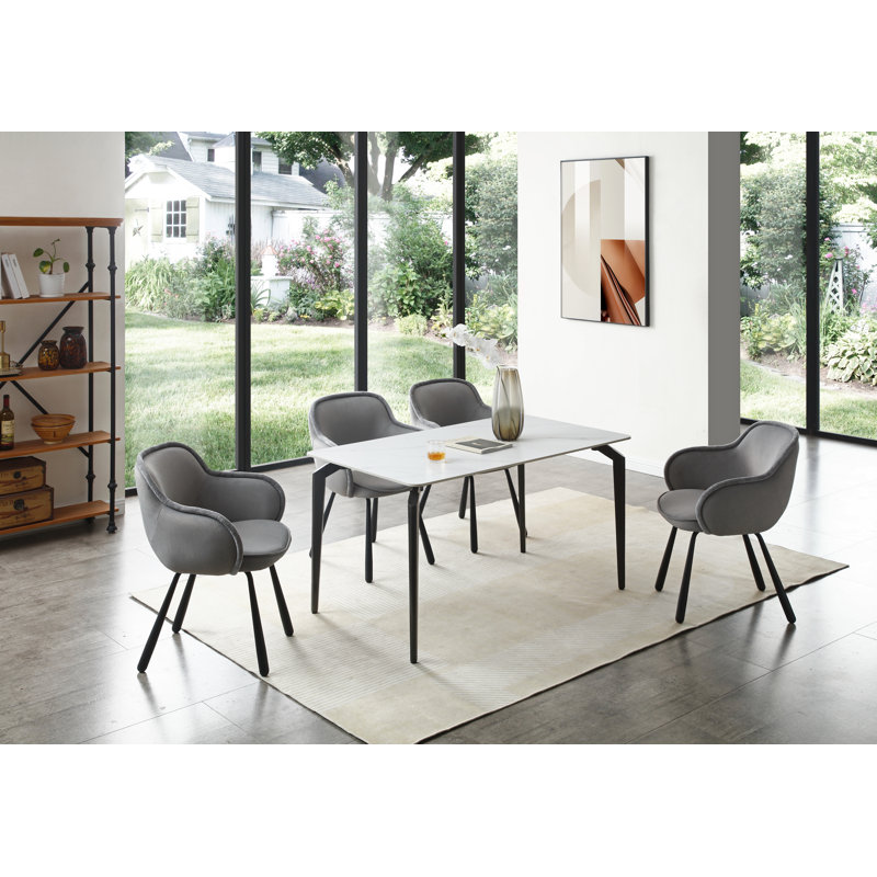 2 Nannore Velvet Upholstered Upholstered Back Armchair, Grey