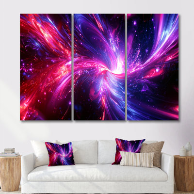 Pink Fractal Purple Galaxy V - Abstract Fractal Wall Art Set