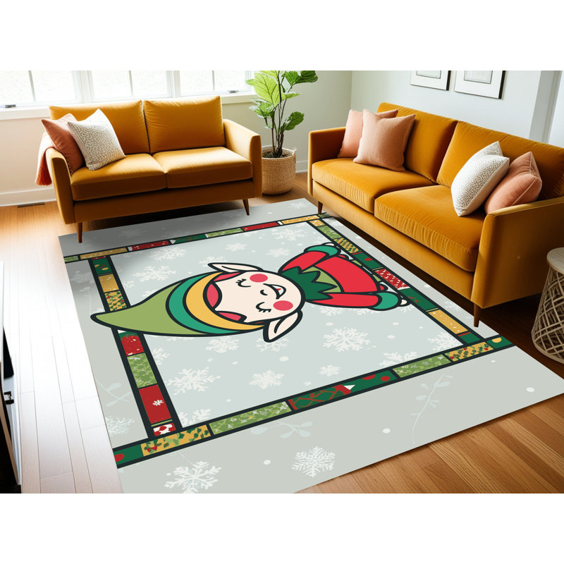 Tapis de vacances d'hiver de Noël lavable The Holiday Aisle®, Tapis de couloir 2 pi x 4 pi