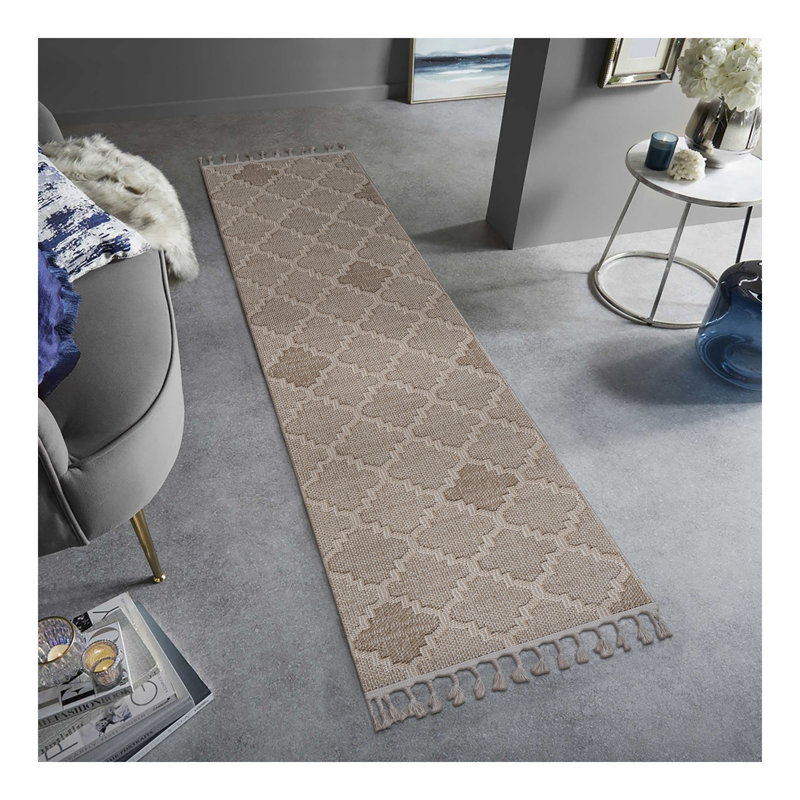 Collection Cream / Trellis Indoor / Outdoor Rug, Runner 2'2" x 8'