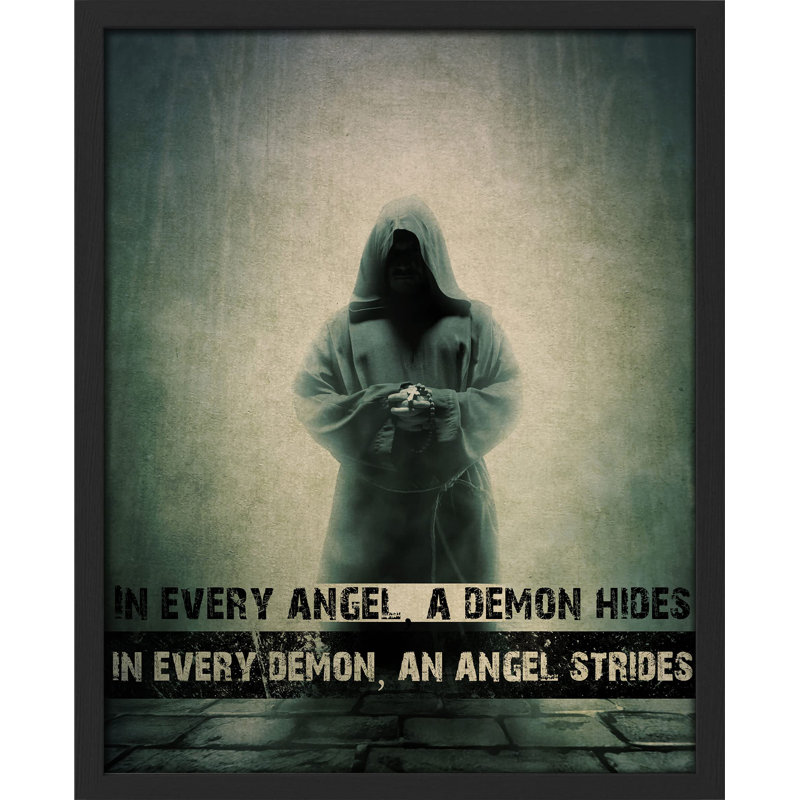 "Angel and Demon Demon Angel Man Gothic" sur papier, H 10 po x l 8 po, Noir