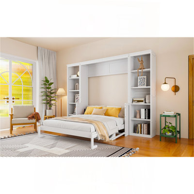 Grand lit escamotable avec bureau et bibliothèque