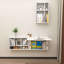Bureau flottant, table murale, bibliothèque modulaire en bois blanc avec poste de travail rabattable-1157270743
