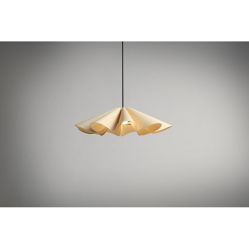 Luminaire suspendu simple 1 lumière Delfina, Frêne, H 5,9 po x l 23,6 po x P 23,6 po