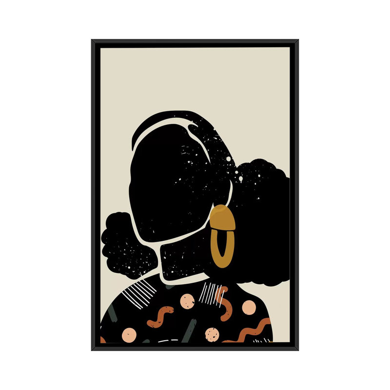 Black Hair IV - impression d'art graphique, H 26 po x l 40 po x 1,5 po, Toile avec cadre noir, Pas de tapis