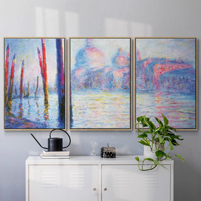Canal Grand par Monet, reproduction sur toile 3 pièces