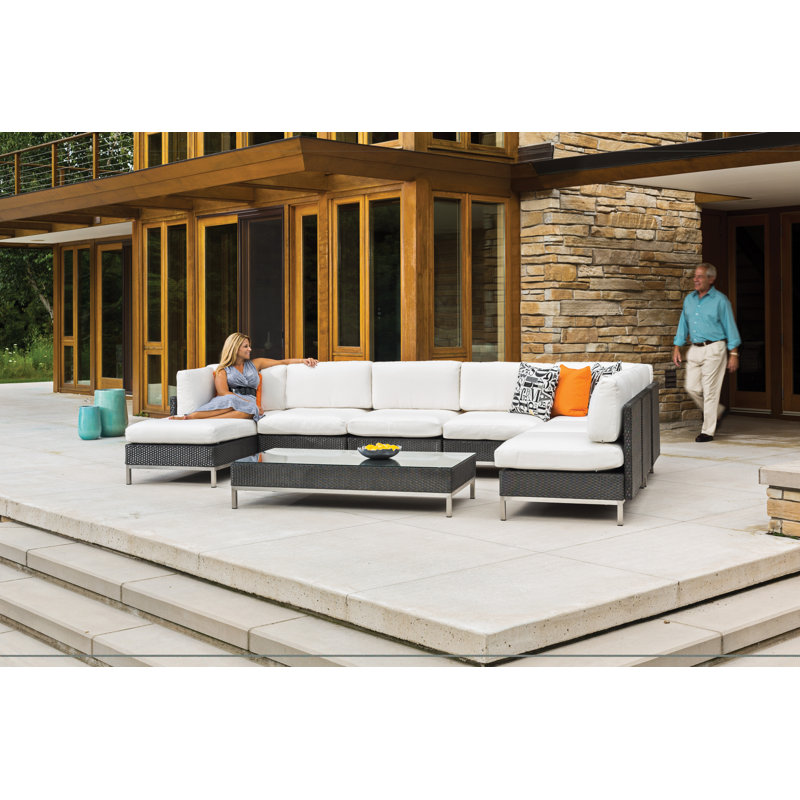 Elements Outdoor 7 - Seat Patio Sectional, Charlotte Sparrow, Mink