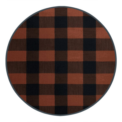 Machine Washable Checkered Black Area Rug