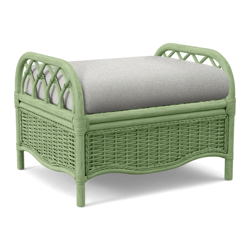 Everglade Ottoman, Celery, White Performance Fabric; 0851-94