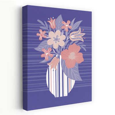 Pastel Floral Bouquet Modern Abstract Flower Landscape Wall Art Print 1 Piece Wrapped Canvas Wall Art