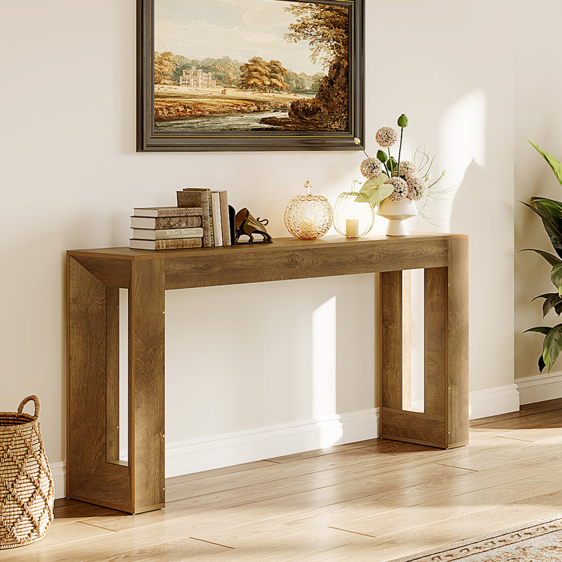 63" Farmhouse Wooden Console Table For Entryway, Hallway, Sofa