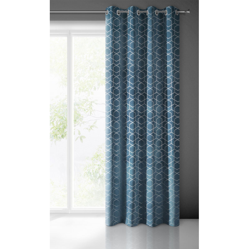 Marmie Eyelet Blackout Thermal Single Curtain, Dark Blue