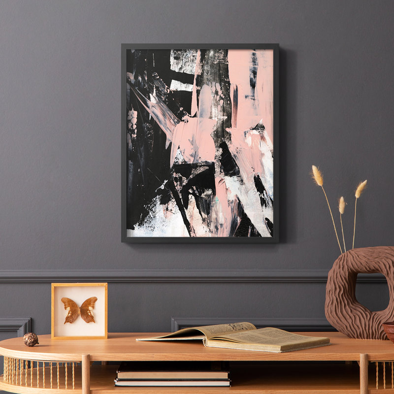 Impression encadrée Black & Blush II - bois massif, Noir, H 28 po x l 22 po
