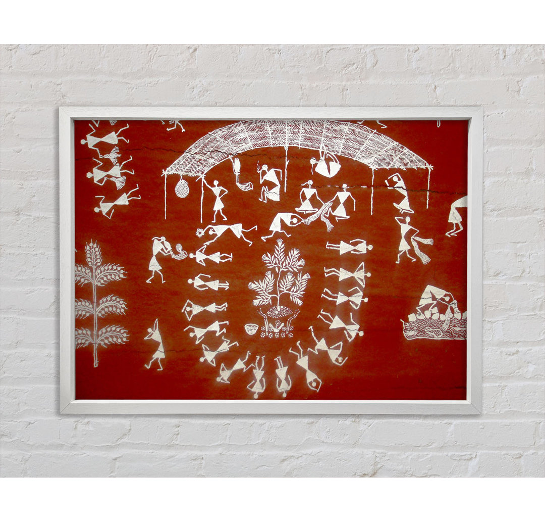 Aborigine Warli Mahabharata - Einzelner Bilderrahmen Kunstdrucke auf Leinwand