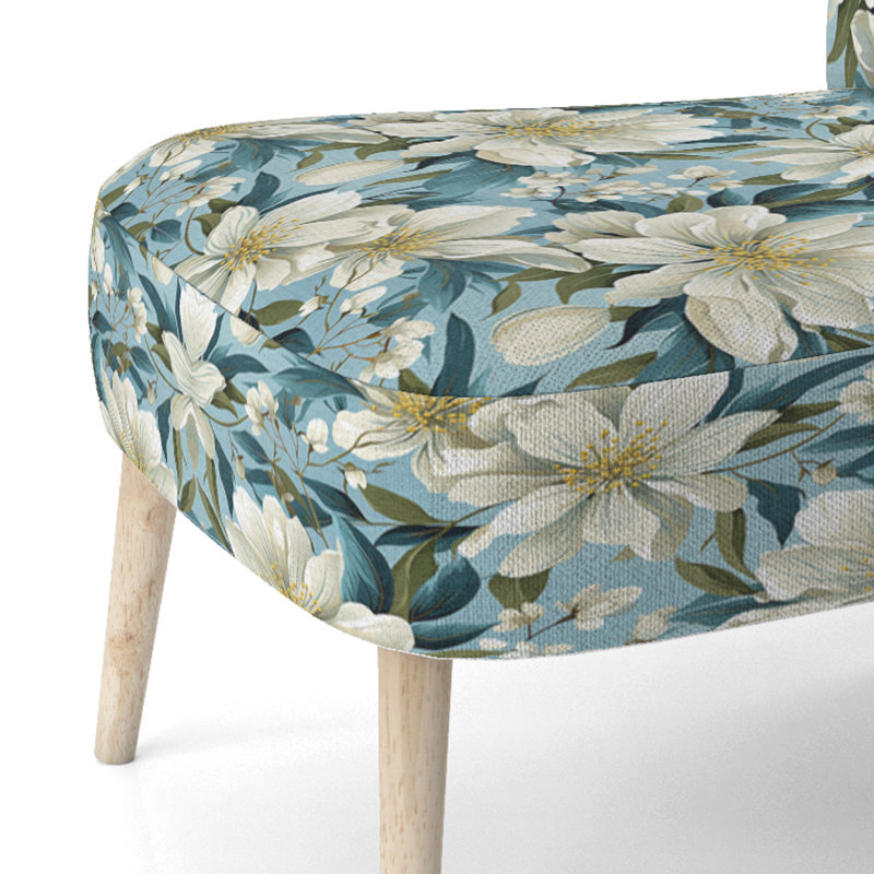 Chaise d'appoint rembourrée Blue Coastal Blossoms