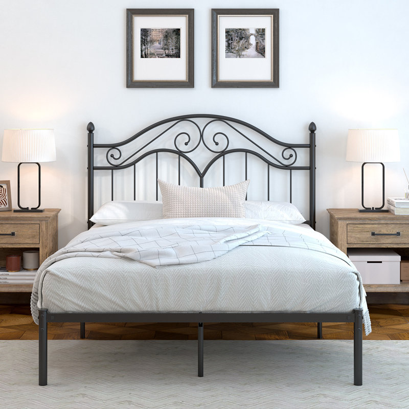 Alecia Metal Platform Bed, Black, Queen