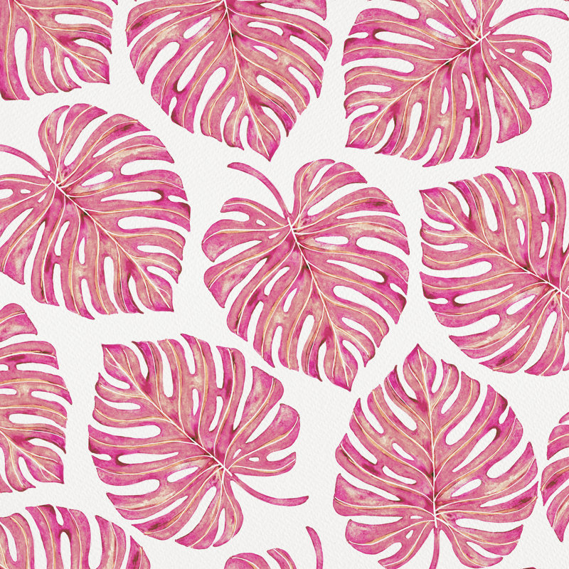 " Tropical Palm Leaves Pink " by Avenie, 36" H x 36" W