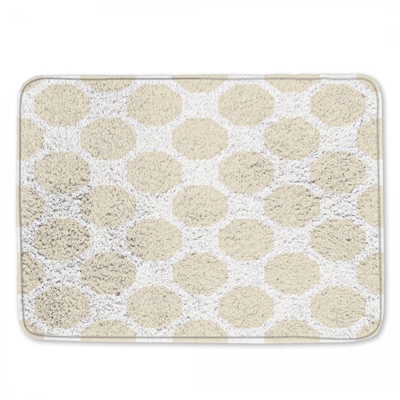 Beige Octagonal Pattern Bath Mat, 24in W x 17in L