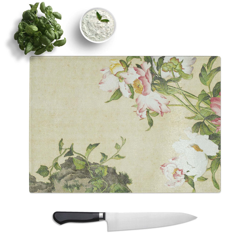 Tempered Glass Flowers by Lang Shining Chopping Board, 39 cm W x 28.5 cm L