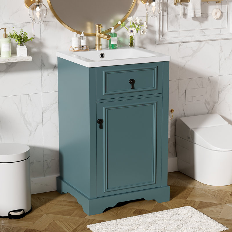 Meuble-lavabo simple 20 po avec comptoir en céramique, Vert