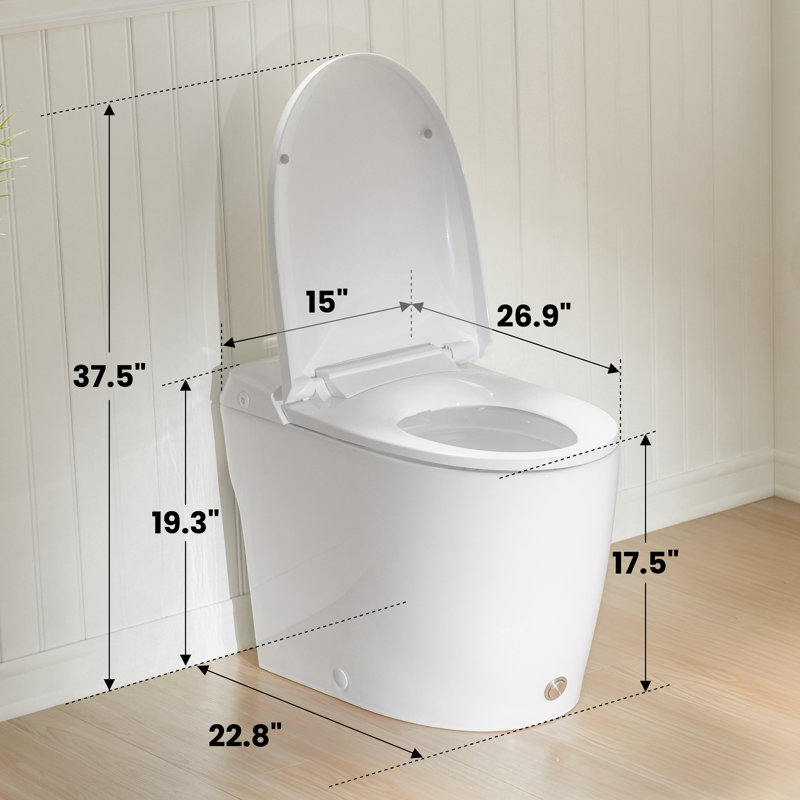 Toilette moderne une pièce avec chasse d'eau à pression, chasse aux pieds mains libres, siège à fermeture en douceur 1,0 GPF, siège à fermeture en douceur, toilette blanche standard