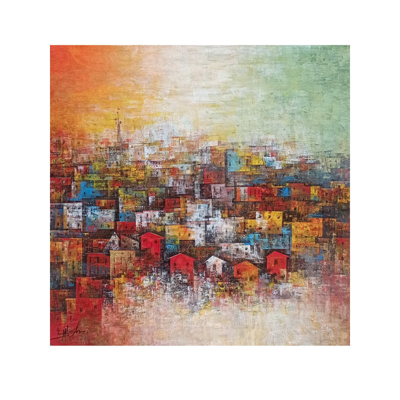 Ville natale | Acrylique sur toile | Peinture de M. Singh