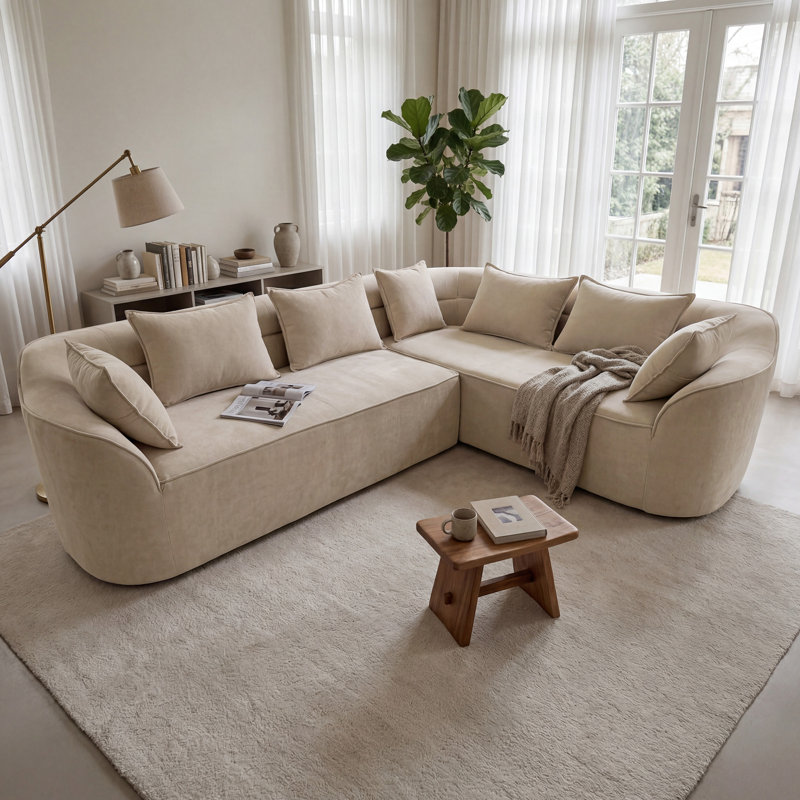Canapé modulaire incurvé modulaire 2 pièces Boneless, Chenille chameau