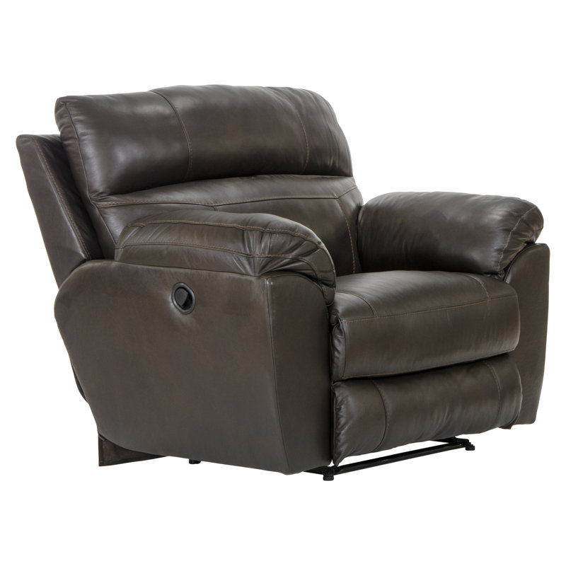 Alonii 45" Wide Leather Match Standard Recliner, Manual, Chocolate Leather Match