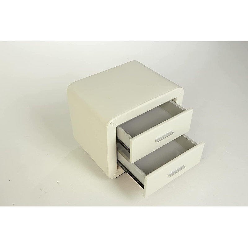Fiep 52 cm W Iron Bedside Table, White