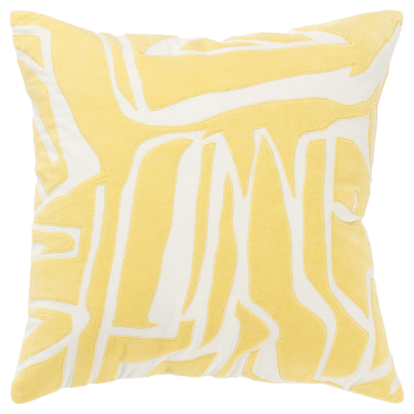 Haslet 20" x 20" Cotton Throw Pillow, Ivory/Yellow