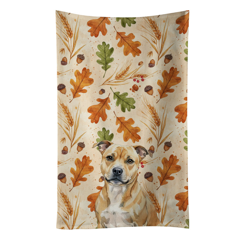 Serviette de cuisine automnale Faw Staffordshire Bull Terrier, Bull terrier fauve Staffordshire