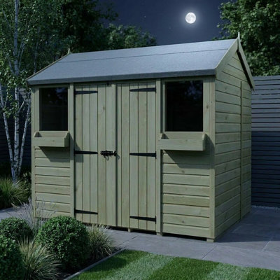 Total Sheds 8ft x 7ft Apex Summer Shed - Toughened Glass External Planters - Pressure Treated Timber - UK Manufactured