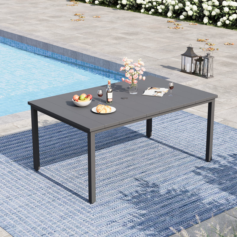 Table de salle à manger rectangulaire extérieure, 160 cm L x 96 cm l, Gris