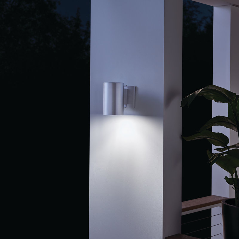 Deerfin Outdoor Wall Sconce, Brushed Aluminum, 7" H x 4.75" W