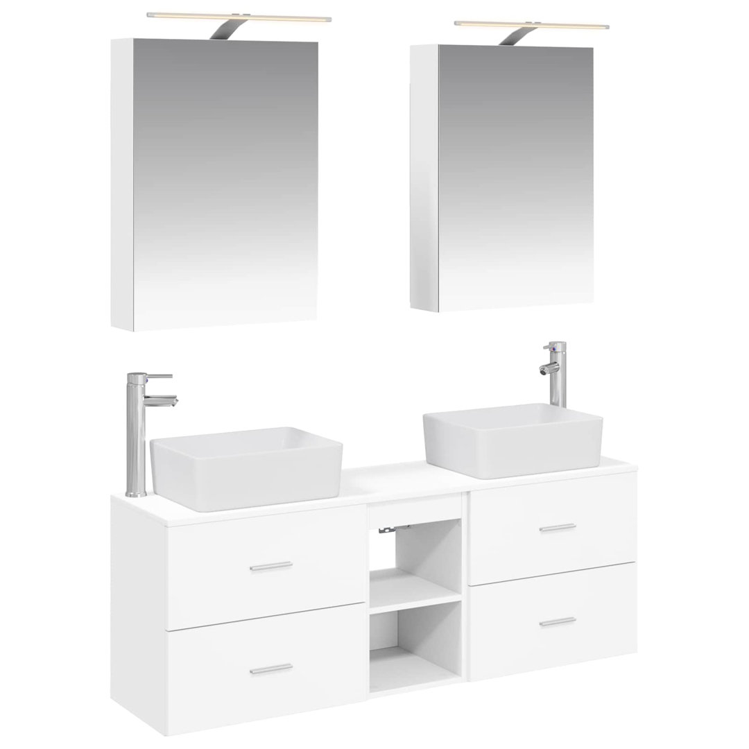 vidaXL Bathroom Furniture Set 5 pcs Engineered Wood and Glass Storage Unit