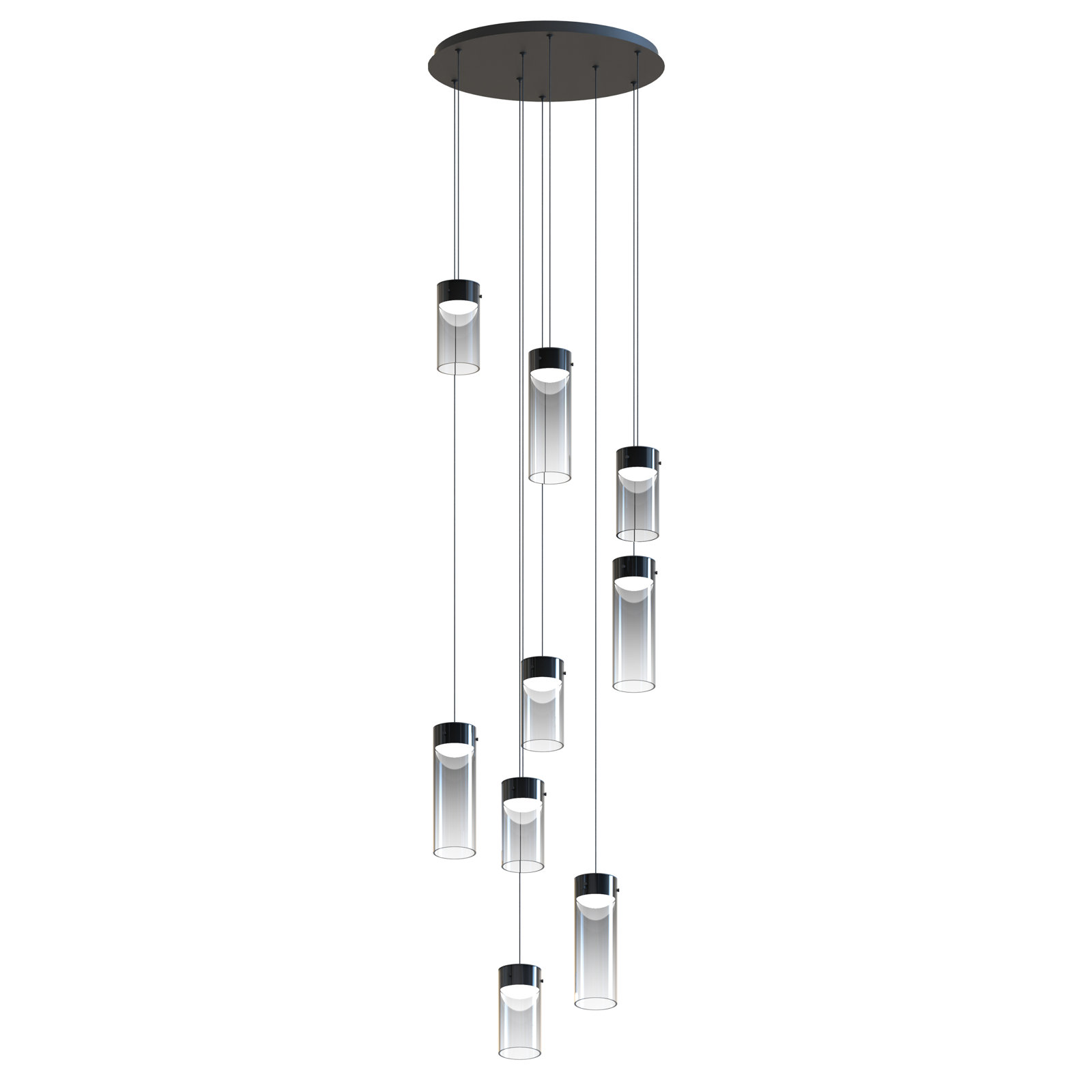 Delonda 9 Light Glass Dimmable Pendant, Graduating Smoke