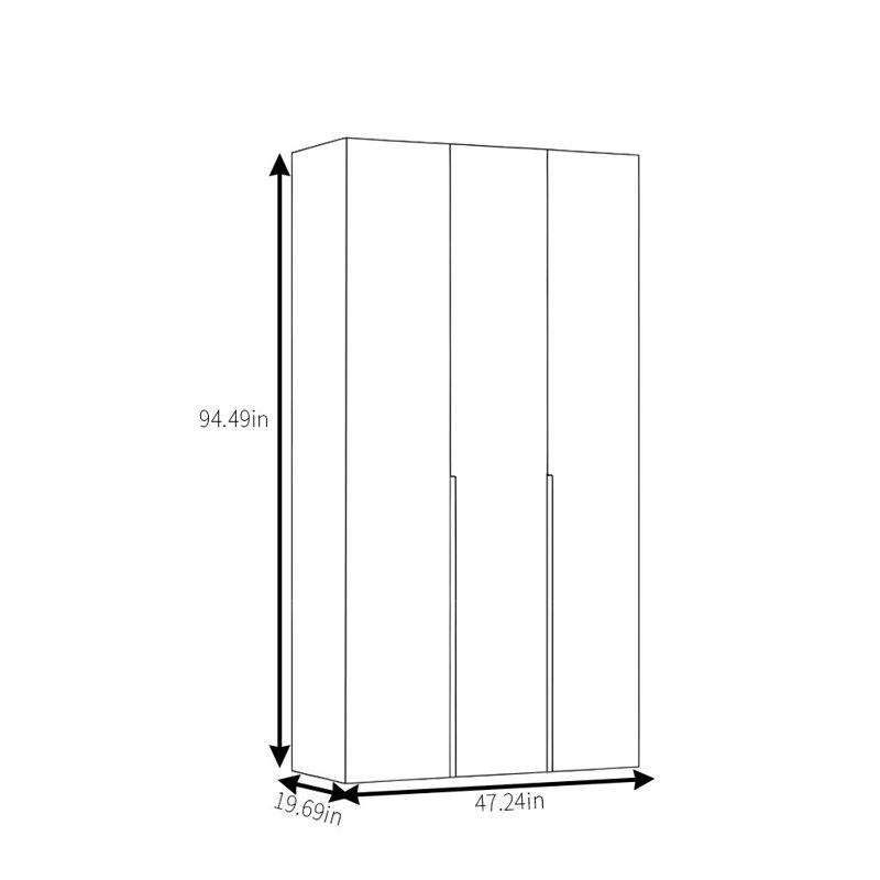Simple Modern Walnut Wardrobe, 94.49" H x 47.24" W x 19.69" D