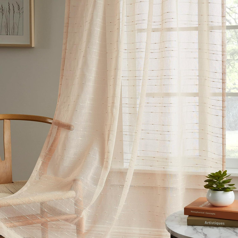 Valerle Sheer Curtain Pair, 54" W x 84" H, Linen
