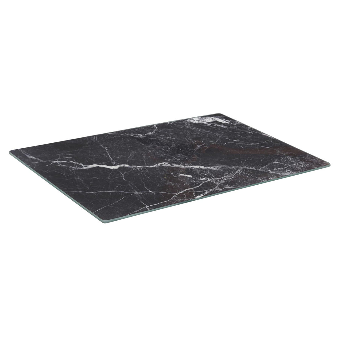 Harbour Housewares - Rectangular Glass Chopping Board - Black Marble Effect