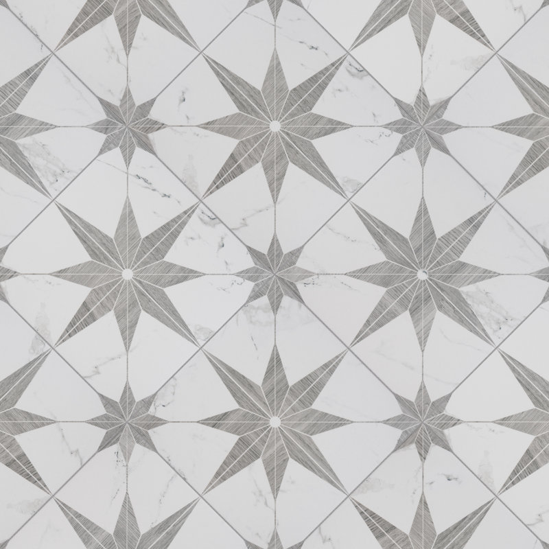 Llama Stella Loire 10" x 10" Porcelain Marble Look Wall & Floor Tile, Silver Smoke