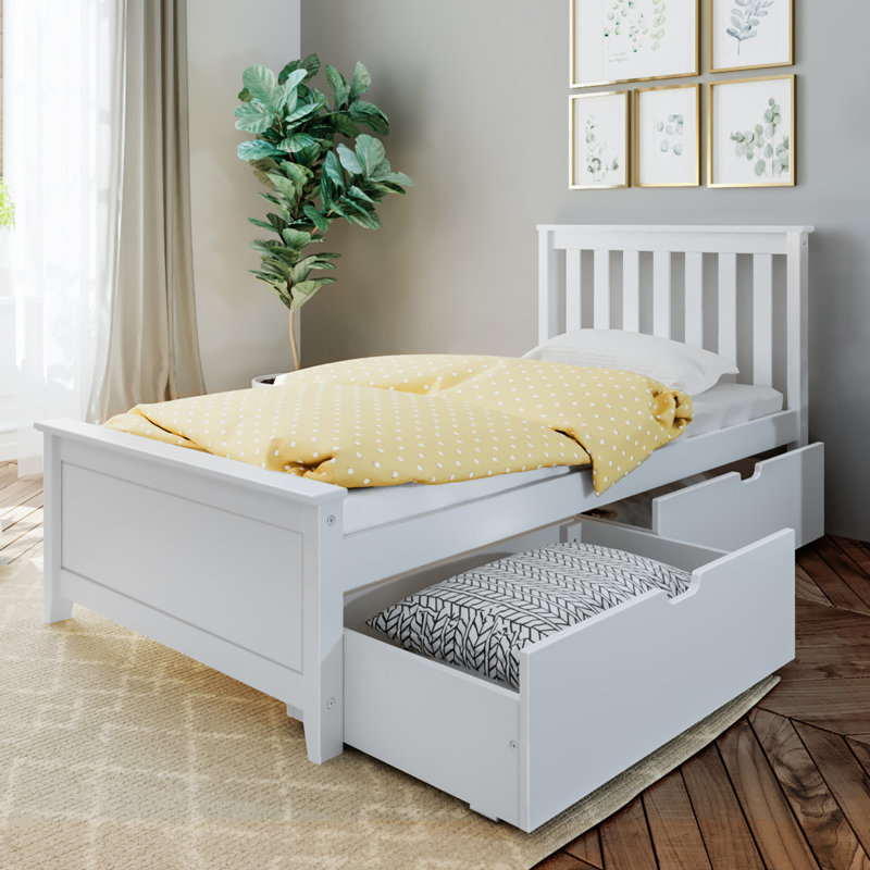 Boling Twin 2 Drawer Solid Wood Platform Bed , White