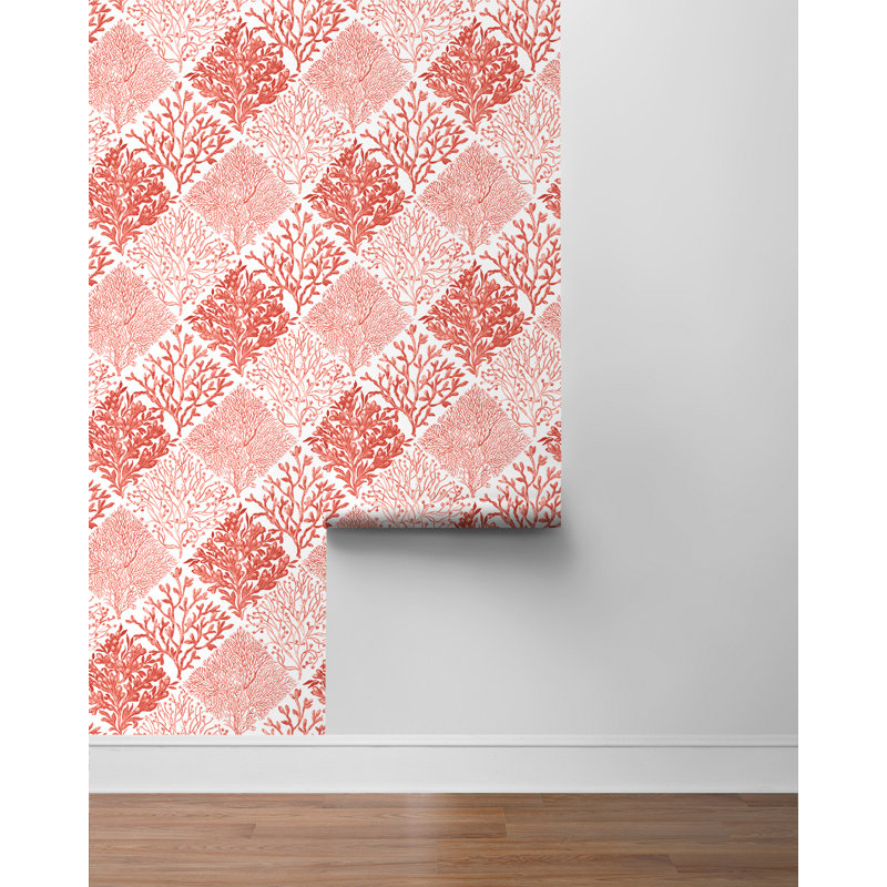 Rouleau de papier peint autocollant L 1,5 pi x l 20,5 po Tabernash Seaweed, Vermillion